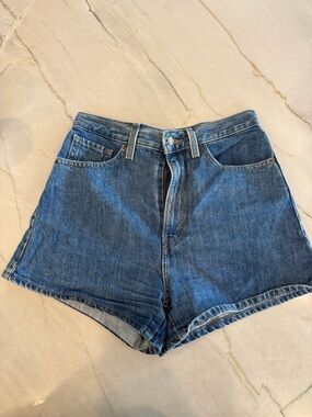 Classic High-Rise Blue Denim Women's Shorts